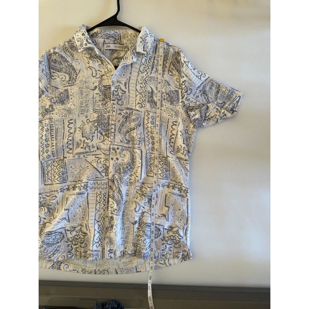 EUC Mens Zara Summer 2022 S/S Casual button down shirt Resort Island wear Size M - Picture 5 of 5